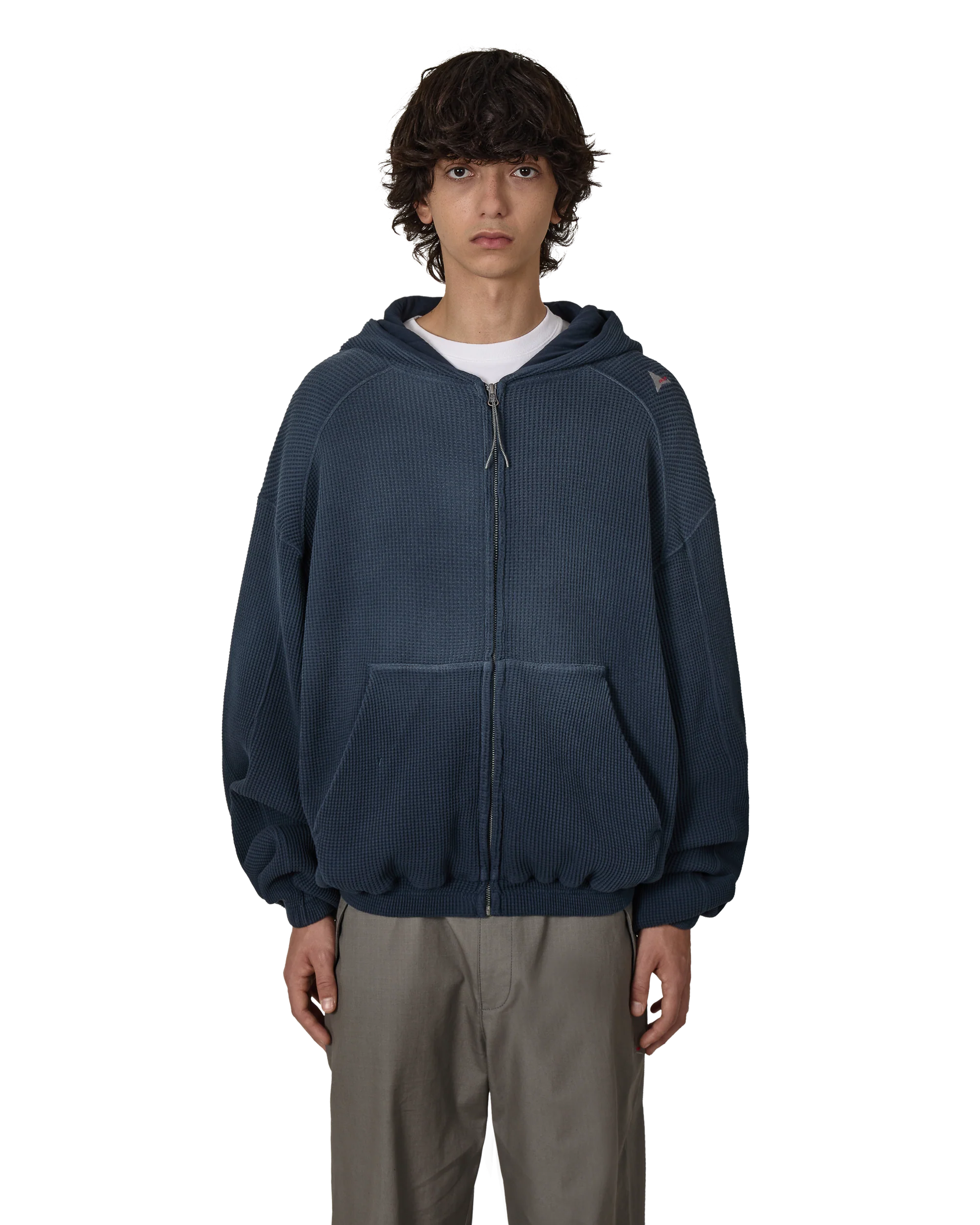 Bee Sun Faded Organic Waffle Zip Up Hoodie